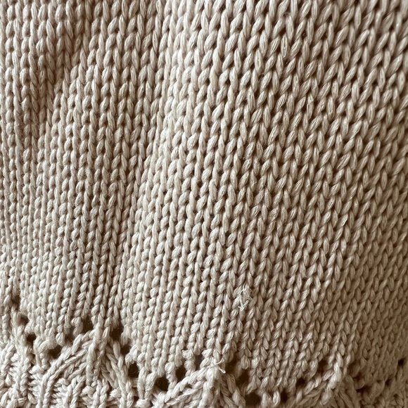 GRADE & GATHER CROCHET KNIT SLEEVELESS SWEATER TANK M BEIGE NEUTRAL CHIC BOHO - Picture 11 of 13